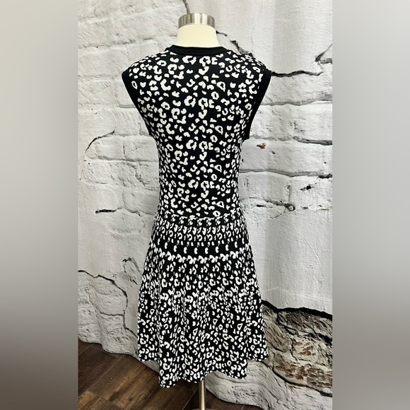 Rebecca Taylor Revolve Leopard Stretch Knit Black White Sweater Dress Aline - Picture 7 of 11